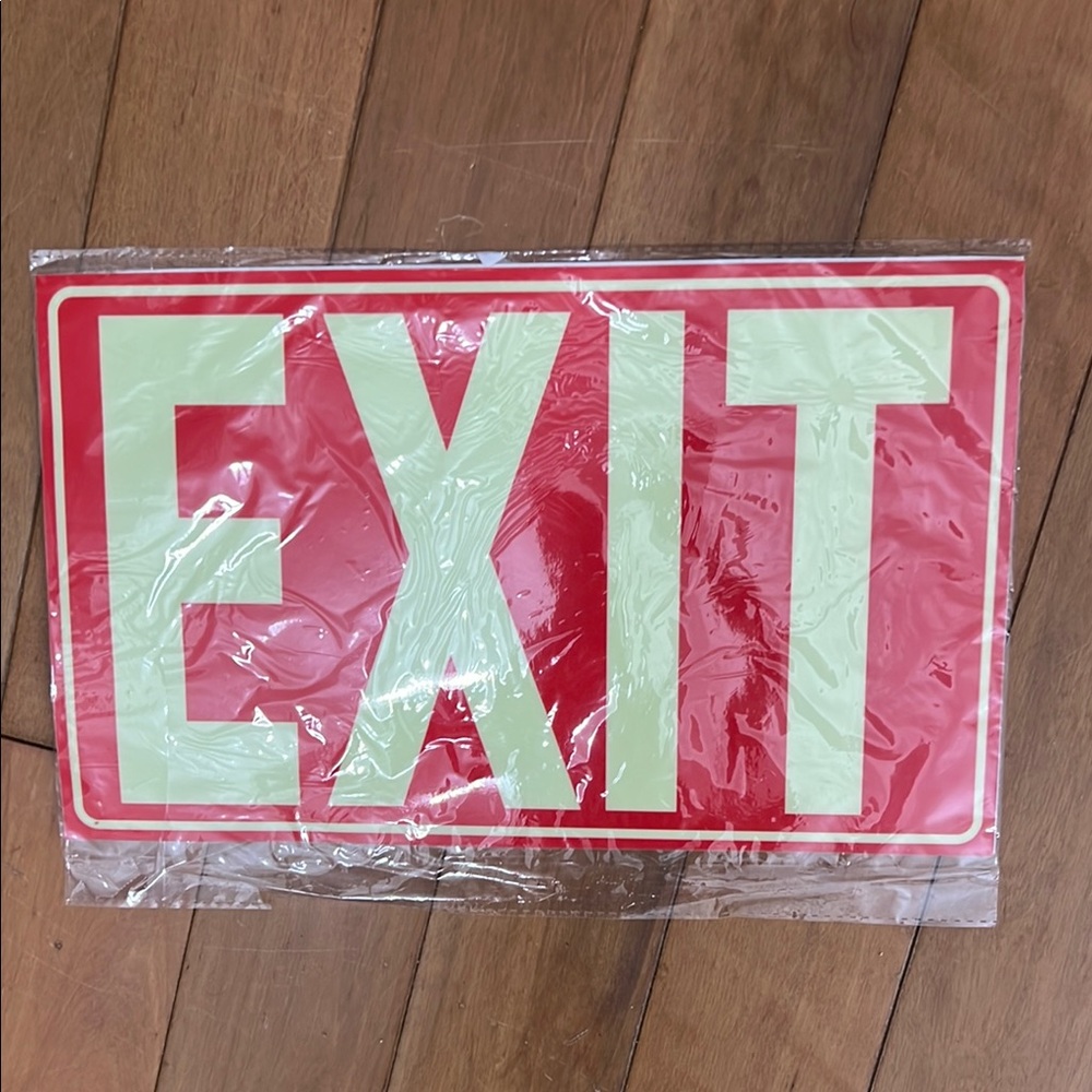 Glow-in-the-Dark EXIT Sign 2-Pack – Adhesive, Photoluminescent, No Power
